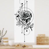 Modebewusstes, stilvolles Tätowierdesign Poster (Küche)