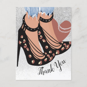 Modebloggerin mit Stil Glitzer-Dankeschön Postkarte