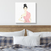 Modeblonde Mädchen in Blumenkleid Leinwanddruck (Insitu (Schlafzimmer))