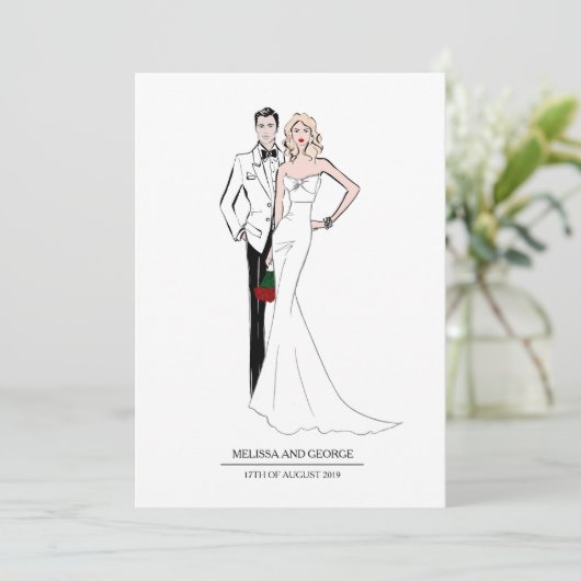 Modebraut und Boden Einladung (Stehend Vorderseite)