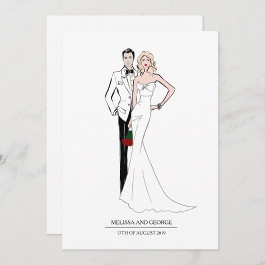 Modebraut und Boden Einladung (Vorne/Hinten)