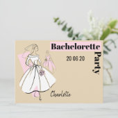Modebride Neutral Bachelorette horizontal Einladung (Stehend Vorderseite)