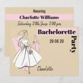 Modebride Neutral Bachelorette horizontal Einladung (Vorne/Hinten)