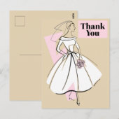 Modebride Neutral Danke beige Postkarte (Vorne/Hinten)