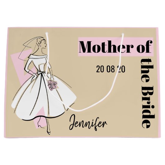 Modebriefe neutrale Mutter der Bride groß rosa Große Geschenktüte (Vorderseite)