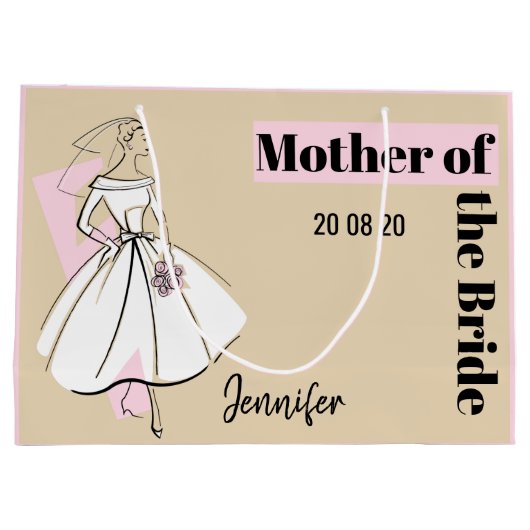 Modebriefe neutrale Mutter der Bride groß rosa Große Geschenktüte (Rückseite)