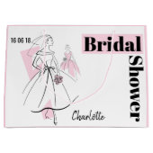 Modebrille Rosa Brautparty Datum Name L pink Große Geschenktüte (Vorderseite)