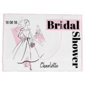 Modebrille Rosa Brautparty Datum Name L pink Große Geschenktüte (Rückseite)