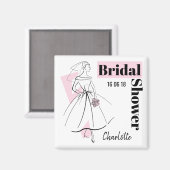 Modebrille Rosa Brautparty Datumsquadrat Magnet (Vorderseite/Rückseite)