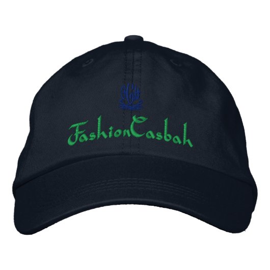 ModeCasbah Navy Bestickte Kappe (Vorderseite)