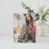 Modedame-Collage Postkarte (Stehend Vorderseite)