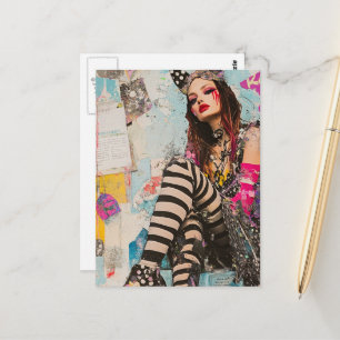 Modedame-Collage Postkarte