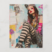 Modedame-Collage Postkarte (Vorderseite)