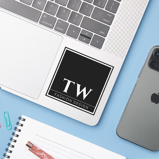 Modedesign Black Aufkleber (Laptop mit iPhone)