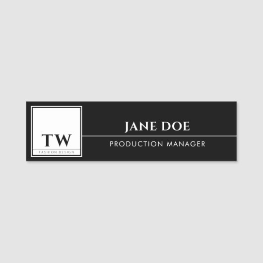 Modedesign Black Namensschild (Vorderseite)