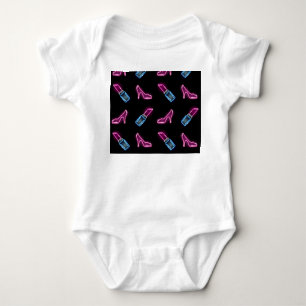 Modedesign mit Neon Icons. Baby Strampler