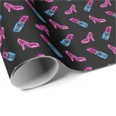 Modedesign mit Neon Icons. Geschenkpapier (Rolleneckpunkt)
