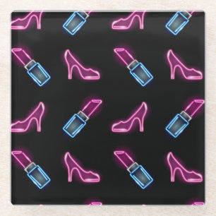 Modedesign mit Neon Icons. Glasuntersetzer