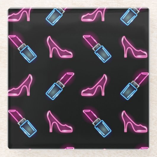 Modedesign mit Neon Icons. Glasuntersetzer (Vorderseite)