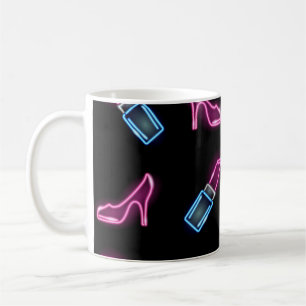 Modedesign mit Neon Icons. Kaffeetasse