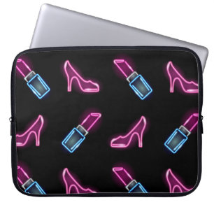 Modedesign mit Neon Icons. Laptopschutzhülle