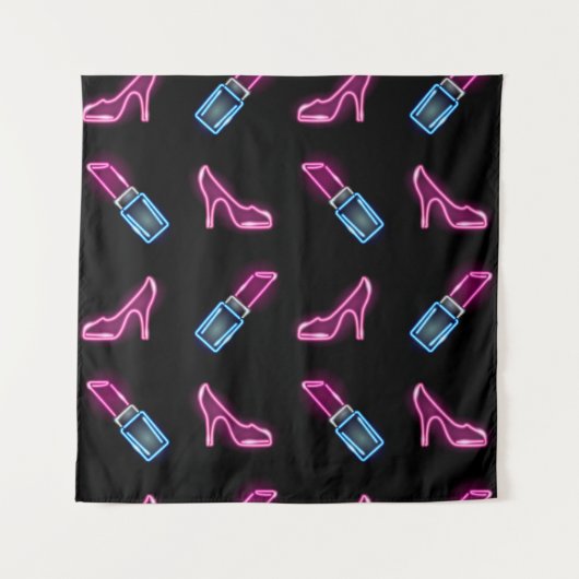 Modedesign mit Neon Icons. Wandteppich (Vorderseite)