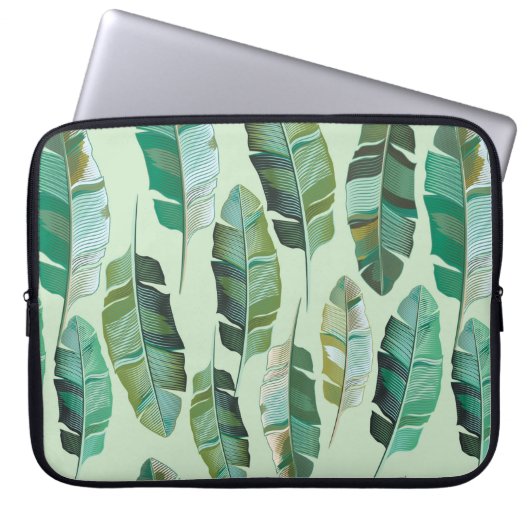 Modedesign mit tropischen Bananen-Pflanze Laptopschutzhülle (Vorderseite)