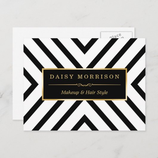 Modedesign-Muster aus Schwarz-weißen Streifen aus Postkarte (Vorne/Hinten)