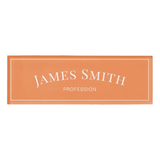 Modedesign Nectarine Orange: Elegant Minimalistisc Namenschild (Vorderseite)