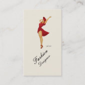 Modedesigner Vargas Pinup Girl in rotem Kleid Visitenkarte (Vorderseite)
