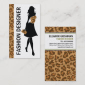 Modedesignerin mit braunem Panther-Druck Visitenkarte (Vorne/Hinten)