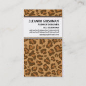 Modedesignerin mit braunem Panther-Druck Visitenkarte (Rückseite)