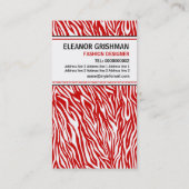 Modedesignerin Rot-Weiß-Zebradruck Visitenkarte (Rückseite)