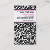 Modedesignerin Schwarz-weiß-rosa Zebradruck Visitenkarte (Rückseite)