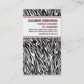 Modedesignerin Schwarz-Weiß-Zebradruck Visitenkarte (Rückseite)