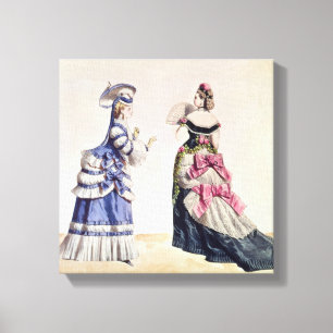Modeentwürfe für Frauen von den 1860's Leinwanddruck
