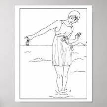 Modeerscheinung 1913 Woman Swimwear Ocean Water