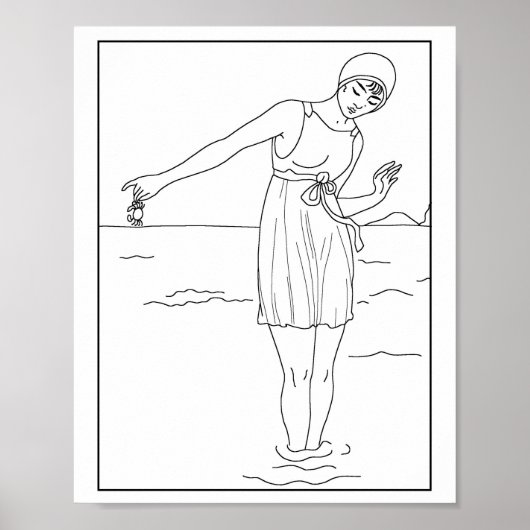 Modeerscheinung 1913 Woman Swimwear Ocean Water Poster (Vorne)