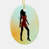 Modeerscheinung Diva in roten Dressstern Keramikornament (Hinten)