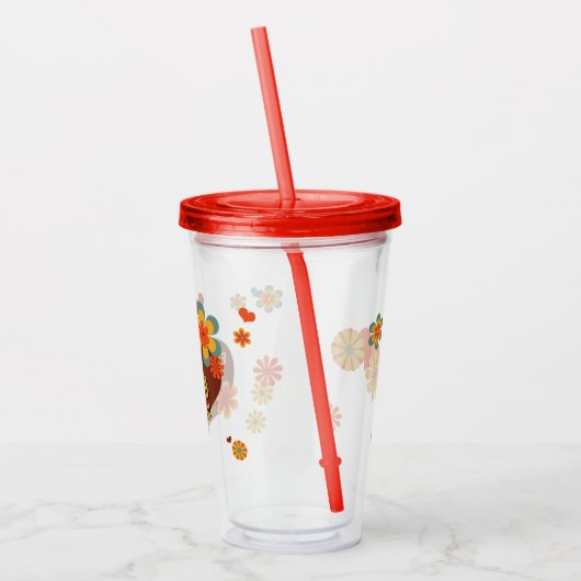 Modefarben der 70er Jahre Groovy-Blume Acryltrinkbecher (Links)