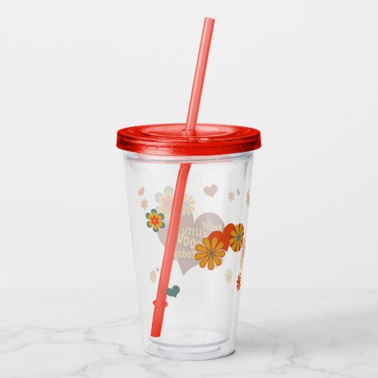 Modefarben der 70er Jahre Groovy-Blume Acryltrinkbecher (Rückseite)