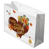 Modefarben der 70er Jahre Groovy Blume Große Gesch Geschenktüte (Vorderseite Schrägansicht)