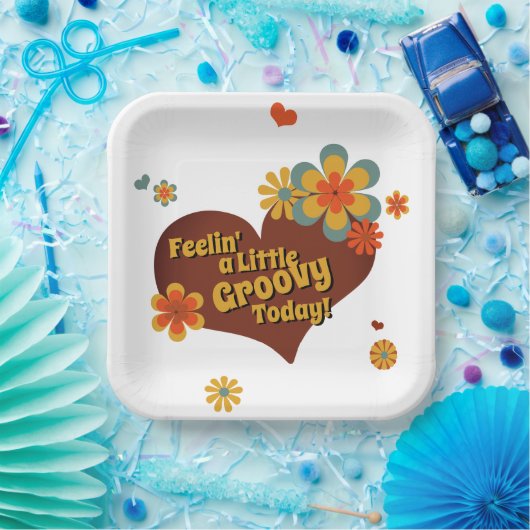 Modefarben der 70er Jahre Groovy-Blume Pappteller (Party)