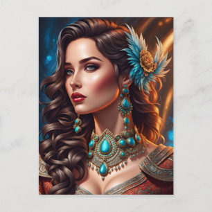 Modefrau feine Kunst Postkarte