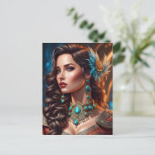 Modefrau feine Kunst Postkarte (Stehend Vorderseite)