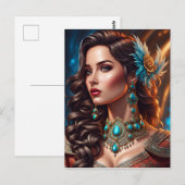 Modefrau feine Kunst Postkarte (Vorne/Hinten)