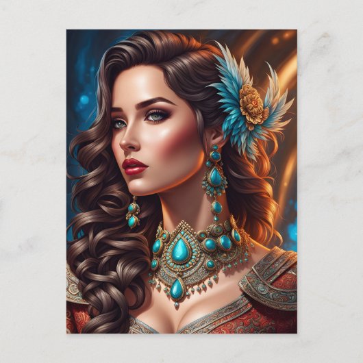 Modefrau feine Kunst Postkarte (Vorderseite)