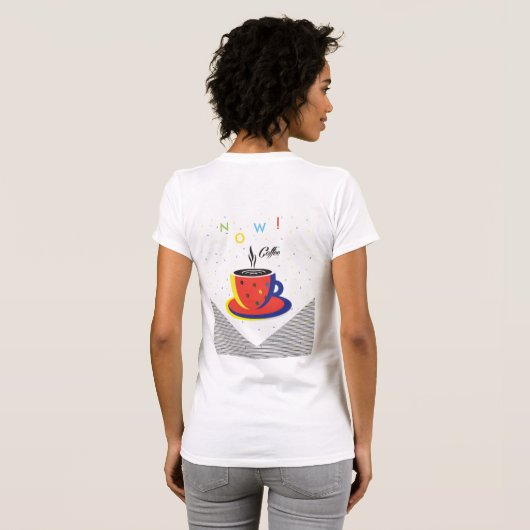 Modefrau mit Kaffeetasse T-Shirt (Schwarz voll)