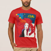 Modefrau mit Kaffeetasse T - Shirt (Vorderseite)