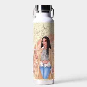 Modefrau Pink Gold Wasserflasche Trinkflasche